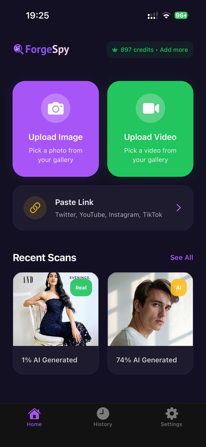 ForgeSpy Home Screen